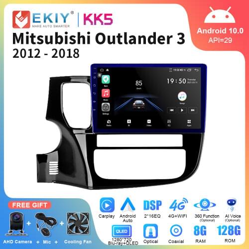 EKIY QLED 1280*720P DSP Android 10 GPS Radio For Mitsubishi Outlander X L3 2012-2018 Car Multimedia Audio Player Navi Head Unit