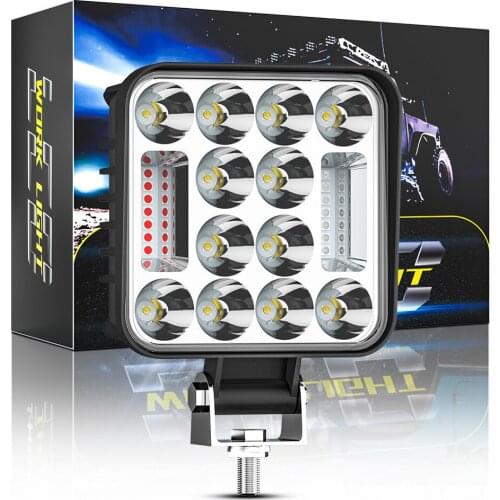Car Led Work Light 4 Inch 78W Red and Blue Warning Flashing Light, Off-road Vehicle Top Spotlight, Inspection Light