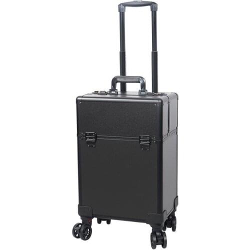 New high-end Aluminum Cosmetic Case Beauty Case Trolley Cosmetic With Lamp Large Capacity Multi-layer pu makeup box