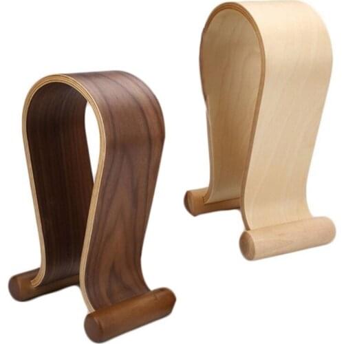 Wood Headphone Stand Walnut Finish Headset Holder for Desk Wooden Gaming Headphones Stand Fancy Headphone Collection