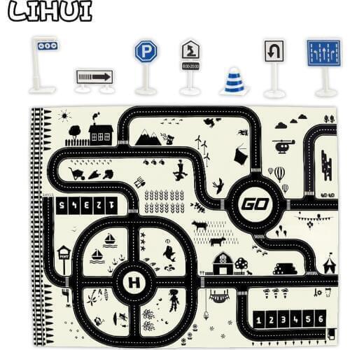 130*100 CM Large City Traffic Car Park Kids Playmat Waterproof Map Play Mat Road Signs Educational Toys for Childrens Mat Games