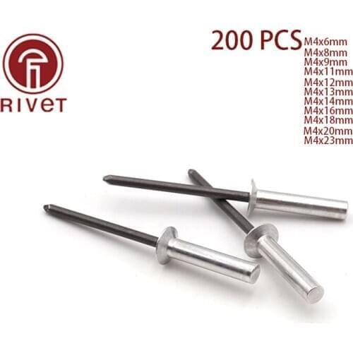 DIN 15974 200pcs M4 Aluminum Countersunk Head Closed End Blind Rivet Sealed Blind Rivet Water Air Tightness Rivets