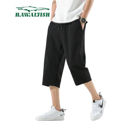 Hawaifish brand 2021 Summer ice silk sports seven-point casual pants high quality fashion outer shorts Slim Fit ropa hombre