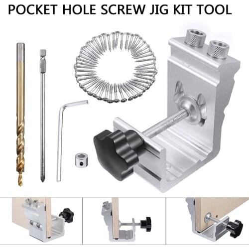 Woodworking 3in1 Pocket Hole Screw Jig Kit 850 Wood Joint Hole Puncher Tool Hole Positioner With Clamp Step Drill Bit
