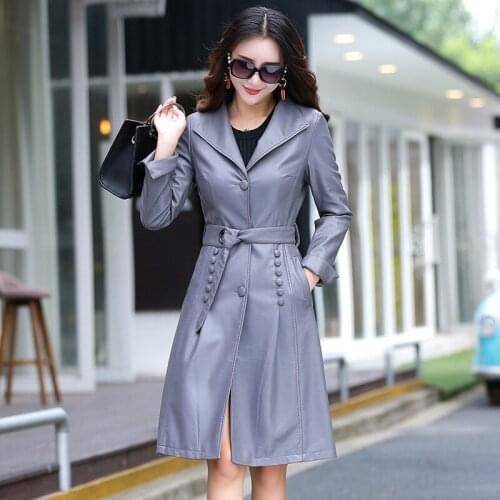 Faux Winter 2020 Autumn Leather Jacket for Women Motorcycle Windbreaker Long Coat Female Plus Size Jaqueta Couro KJ605