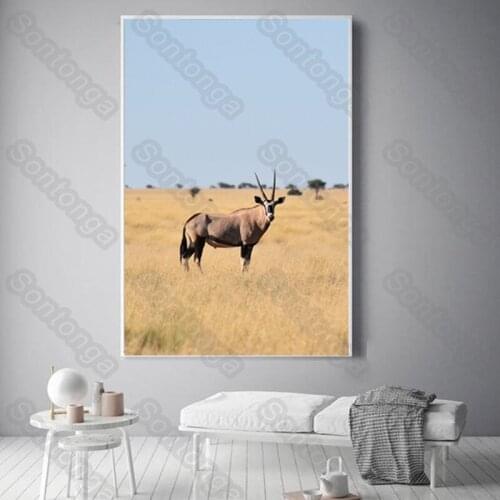 Antelope Oil Painting Scene Luminous Canvas Art Poster Nordic Style Art Print Gallery Wall Decoration Picture