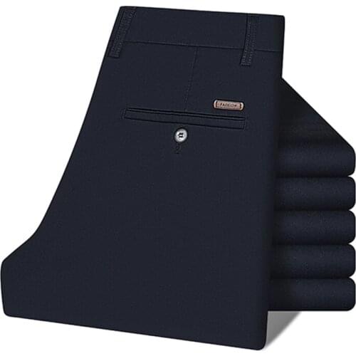 Classic Fashion MenS Casual Pants 2021 Autumn New Loose Straight-Leg Business High-Waist Stretch Trousers Male Brand Clothing