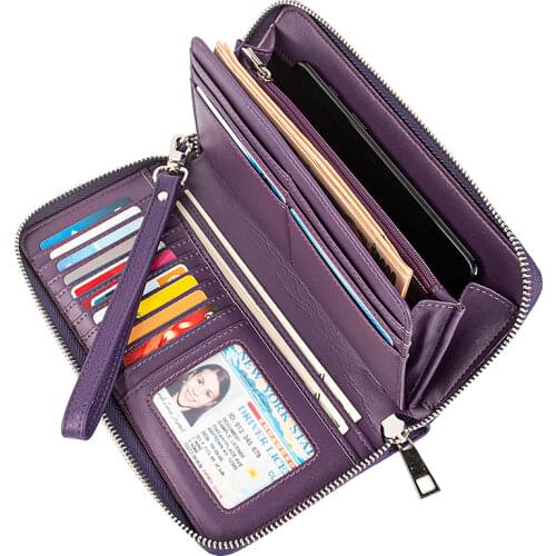 Fashion Genuine Leather Women Wallet Female Cell Phone Pocket Long Women Purses Ladies Clutch Bag Coin Purse Card Holder