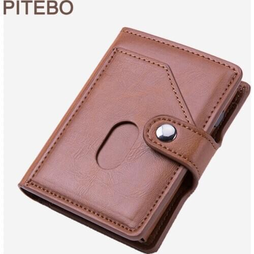 Leather NFC Carbon Fiber card packaging large capacity shield anti-theft brush men and women card box RFID automatic pop-up