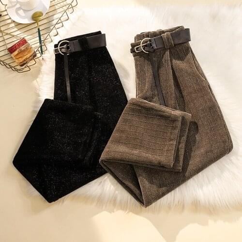 Fashion Womens Casual Pants Trousers Autumn Winter New Female Harem Pants Thicken Plus Size 5XL Knitted Keep Warm Pants W291