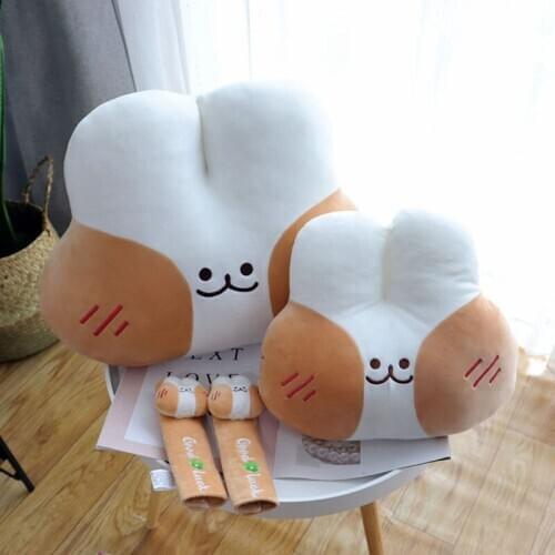 Cartoon Soft Rabbit Plush Car Headrest Pillow Toy Car Seat Belt Shoulder Guard Stuffed Doll Sofa Pillow Cushion Baby Sleep Gifts