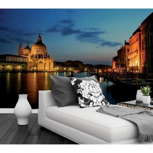 Custom scenery mural,Italy Night Canal city wallpapers,hotel room restaurant bar living room tv wall bedroom 3d wallpaper