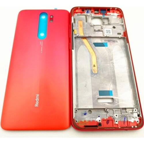 Original For Xiaomi Redmi Note 8 Pro Middle Frame Housing Bezel Front Frame + Battery Back Cover With Power Volume Button Parts