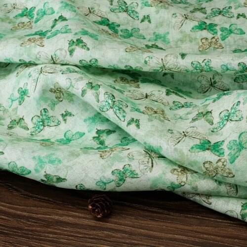 High quality pure flax fabric Autumn gown dress, jacket and trousers fabrics digital printing sewing fabric