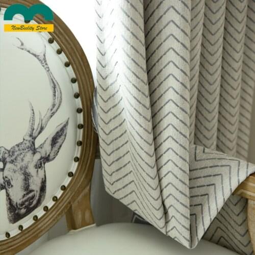 Thick Chenille Curtains for Living Dining Room Bedroom Curtains Geometric Striped Shading Blackout Curtains Simple and Modern