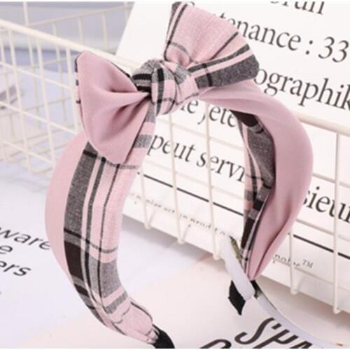 Classic Plaid Bow Hairband for Women Hair Accessories Wide Bow Headband Korean Trend Hair Bow Headband Girls Boutique Turban Bow