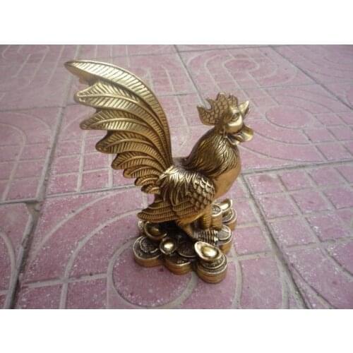 Wonderful Old copper chanticleer statue / sculpture, fine carving, with mark,best collection&adornment,free shipping