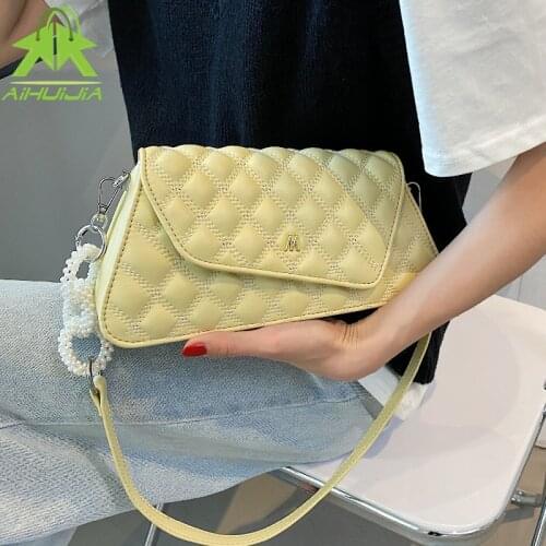 Luxury Design Ladies Handbag Fashion Lingge Shoulder Bags 2021 Summer The New High Quality Pu Leather Solid Color Messenger Bag