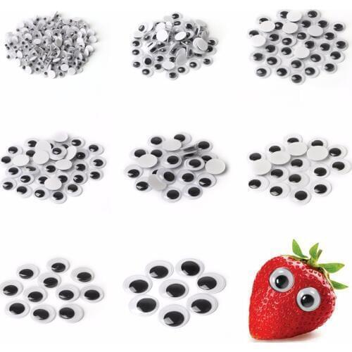 5-24MM Black White Eyes Self-adhesive Children Handmade Doll Toy Accessories Sewing Decor DIY Scrapbooking Craft Supplies