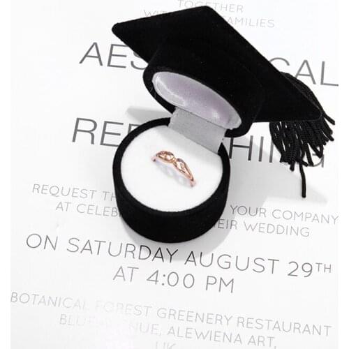 Doctor Hat Shaped Ring Box Creative Organizer Jewelry Box Storage Case Ring Holder For Graduation Ceremony Decoration