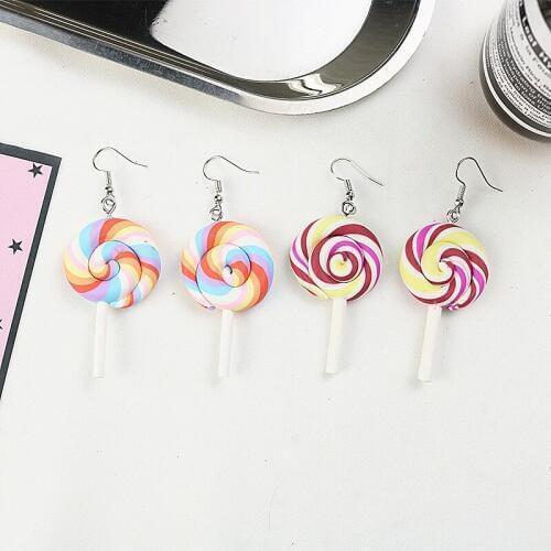 Cute Earrings for Women Girls Kids 2018 Colorful Wine Red Japanese Korean Fashion Lollipop Earrings Simple Minimalist Jewelry