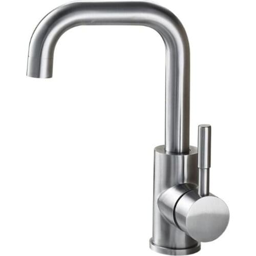 Kitchen High-quality 304 Stainless Steel Single Hole Bathroom a Faucet Hot & Cold Water Tap High Class Brushed Deck Mounted