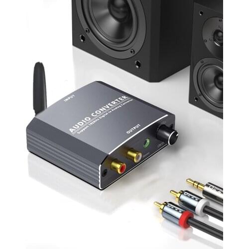 192khz Bluethooth DAC Digital to Analog Audio Converter with Bluetooth Receiver Volume Control Knob Optical to RCA 3.5mm Adapter