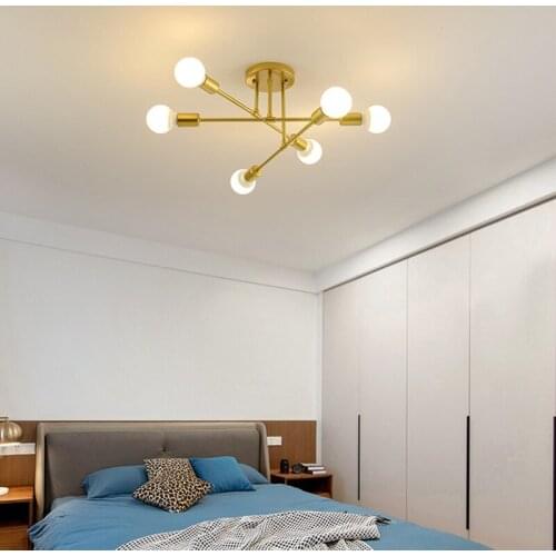 Modern Golden LED Ceiling Lights for Living Room Bedroom Interior E27 Metal Ceiling Lamp for Kitcen Bathroom Corridor 110-220V