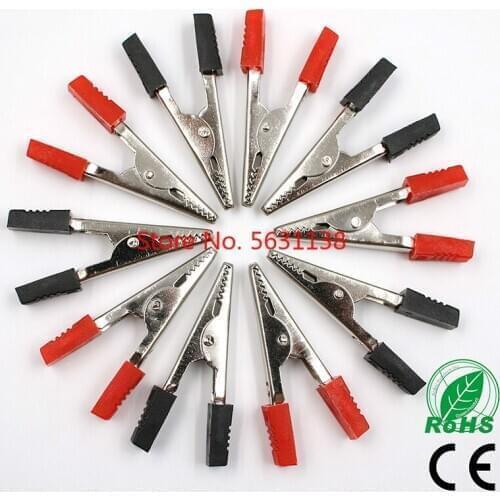 10Pcs 5cm Red + Black NEW Electrical Tool Alligator Clips Battery Clip Crocodile Car Caravan Van Battery Test Lead Clips 50mm