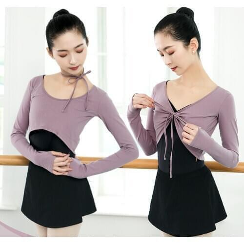 Women T shirt Dance Tops Ballet Crop Tops Adult Long Sleeve Cotton Dance Clothes Ballerina Dancewear Winter Warmer Costumes