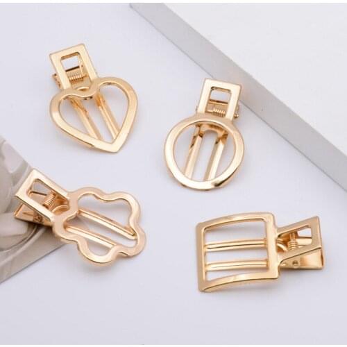 10PCS Gold Hairclips DIY Single Prong Alligator Hollow Hairpin Making Blank Hair Clips Women Jewelry Accessories