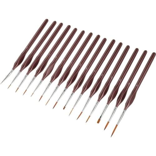 15PCS Miniature Detail Paint Brushes Set Professional Nylon Hook Line Pen for Oil Watercolor Gouache Painting