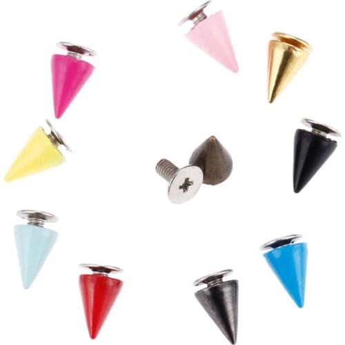 20 Pcs Metal Screws Knob Tip Rivets Handbag Belt Shoes Punk Apparel Leather Buckles Crafts DIY Handmade Bullet Rivet Stud Spikes