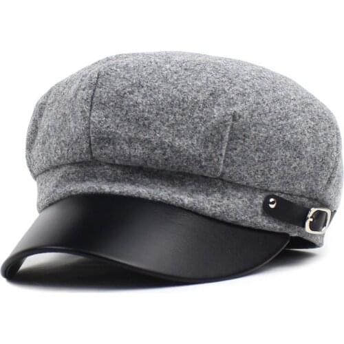 2021 Cotton Solid Color Military Hat Autumn Sailor Hat for Women Flat Top Female Travel Cadet Hat Captain Cap Berets 08