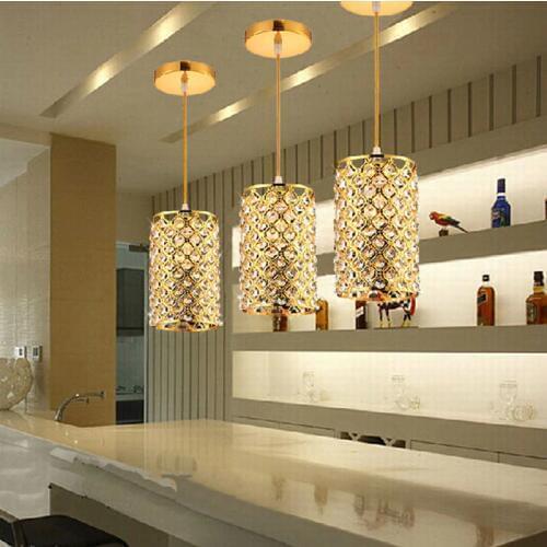 3pcs Modern bar small chandelier crystal lamp living room lights gold restaurant bedroom single - head lamps simple LED lighting