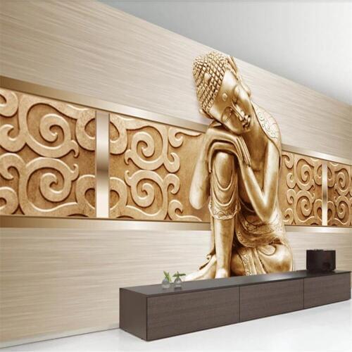 Milofi custom 3D wallpaper mural Buddha statue texture background wall decoration painting living room bedroom wallpaper