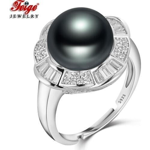 4 Colors Luxury Exquisite 925 Sterling Silver Freshwater Cultured Pearl Rings for Ladies Pearl Wedding Gifts Fine Jewelry FEIGE