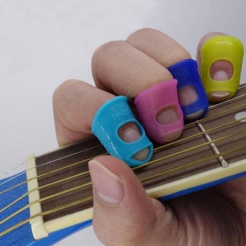5Pcs/set Guitar Silicone Fingertip Protector Gel Finger Guards Guitarra Strings Fingerguards Thumb Finger Nail Protect Cover