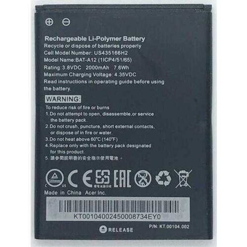 GeLar 2000mah BAT-A12 Mobile Phone Battery for Acer Liquid Z520, Liquid Z520 Dual SIM (P/N BAT-A12(1ICP4/51/65) KT.00104.002)