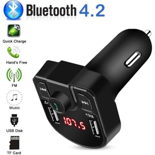 Bluetooth Wireless Car Handfree Lcd Fm Transmitter Dual Usb Car Charger Mp3 Music Tf Card U Disk Aux Player