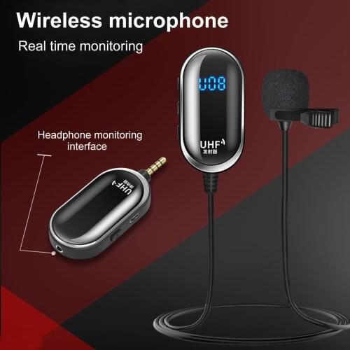 U13 Wireless Lavalier Microphone Portable UHF System Rechargeable Transmitter & Receiver Compatible with Phone Android PC Video