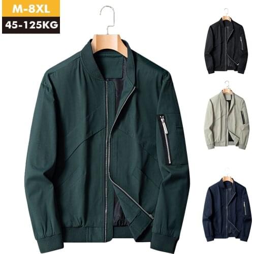 Spring New Men 's Zipper Bomber Jacket Autumn harajuku Streetwear Fit Pilot Coat Men Clothing Male Hip Hop Slim Plus Size 8XL