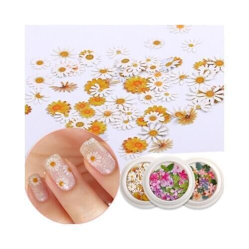 Color flowers wood pulp piece daisy ins mixed nail DIY accessories jewelry nail wood pulp piece