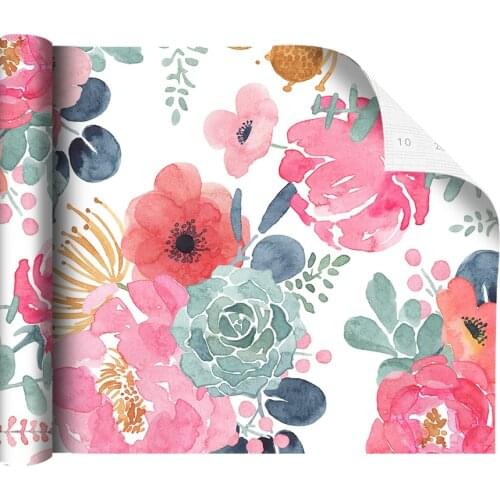 BoCun Floral Wallpaper Peel And Stick Watercolor Cactus White/Pink/Green/Navy Blue Vinyl Self Adhesive Prepasted Home Decorative