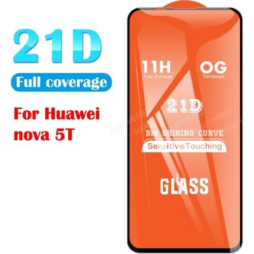 For Huawei nova 5T 6.26" 21D 9D Full Glue Cover Toughened Tempered Glass Film Screen Protector Guard
