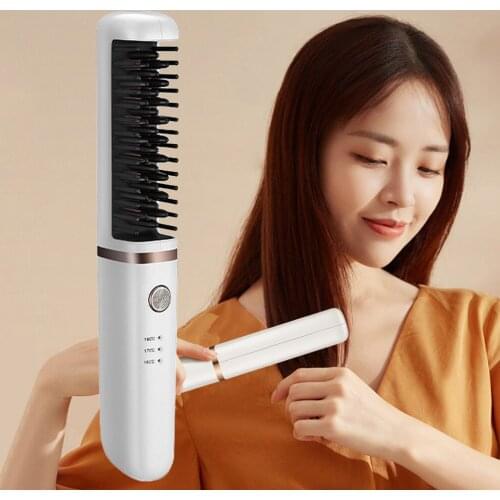 Electric Straightener Combs Portable Flat Iron Ceramic Heating Straightening Brush Smooth Beard Styler Hair Styling Tools Curler