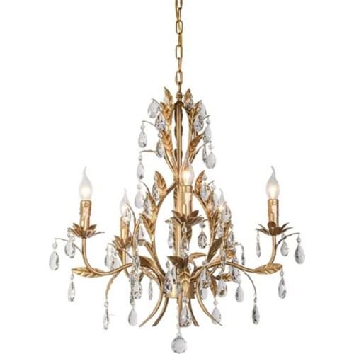 American country crystal chandelier gold wrought iron dining room lamp living room lighting creative chandeliers crystal lamps