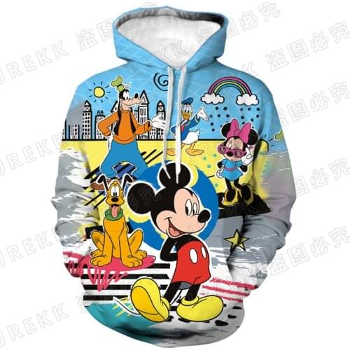 Mickey Mouse Hoodies Men Women Children Sweatshirts 3D Print Pullover Streetwear Casual Long Sleeve Boy Girl Kids Cool Coat