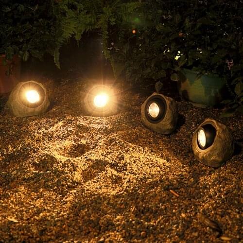 Artificial imitação de pedra luz solar 4led enterrado à prova dwaterproof água resina gramado lâmpada indução quintal luz para d