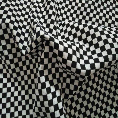 Classic 50x145cm White & Black Square Thick Canvas Cotton Fabric, perfect Canvas Fabric for tablecloth curtain pillow